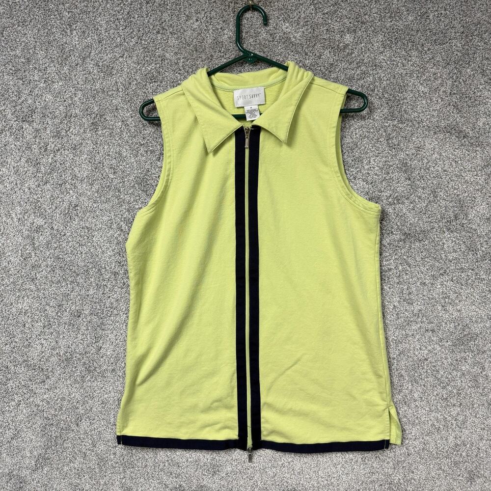 Sport Savvy Sleeveless Polo Shirt M Coastal Grandmacore Sporty Athleisure Kitsch